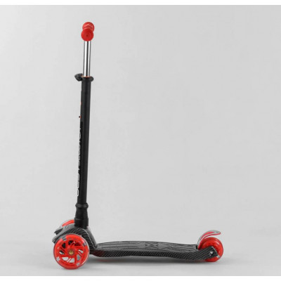 Самокат MAXI "Best Scooter" 4 колеса PU, СВІТЛО, трубка керма алюмінієва Black/Red (102019)