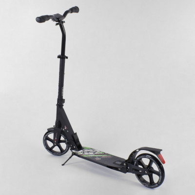 Самокат алюмінієвий Best Scooter з PU колесами, 2 амортизаторами Black/Green (92090)