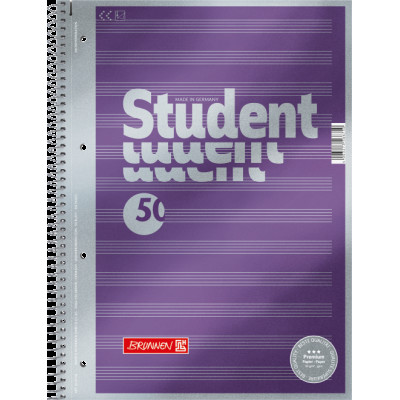 Зошит коледж-блок Brunnen А4 на спіралі нотний 50 листів 90 г/м2 обкладинка Бузковий металік (1067144)
