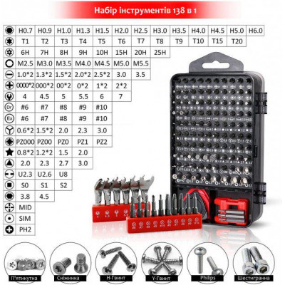 Набір прецизійних магнітних викруток для ремонту електроніки Sharden 138 шт. (КС-840115-138)