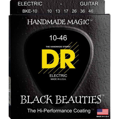 Струни для електрогітари 6 шт DR BKE-10 Black Beauties Medium K3 Coated Electric Guitar Strings 10/46