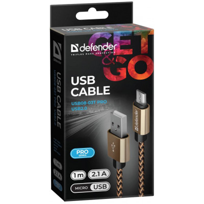 Кабель Defender USB08-03T USB(AM)-MicroBM 1.0m, Gold (87800) (6488846)