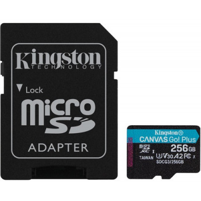 Карта пам'яті Kingston microSDXC 256GB Canvas Go+ U3 V30 (SDCG3/256GB) + Адаптер (6552771)