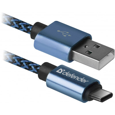 Кабель Defender USB09-03T PRO USB(AM)-C Type, 1m Blue (87817) (6488853)