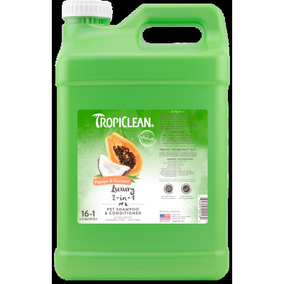 Шампунь Tropiclean Papaya & Coconut 9,5 л з кокосом та папаєю для собак та кішок