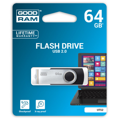 Флеш-накопичувач USB 64GB GOODRAM UTS2 (Twister) Black (UTS2-0640K0R11)