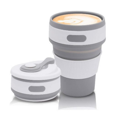 Складана склянка силіконова UKC Collapsible Coffee Cup 350 мл Сірий