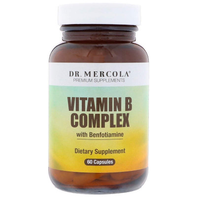 Вітаміни групи В з бенфотіаміном, Dr. Mercola, Vitamin B Complex, 60 капсул (29859)