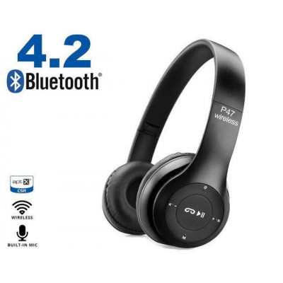 Бездротові навушники Bluetooth MDR P47 BT microSD Mp3 Black (006590)