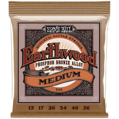 Струни для акустичної гітари 6 шт Ernie Ball 2144 Earthwood Acoustic Phosphor Bronze 13/56