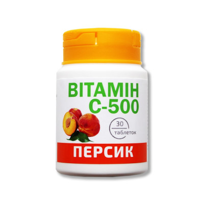 Вітамін С-500 Красота та Здоров'я зі смаком персик таблетки 500 мг №30 Банка