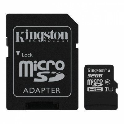 Карта пам'яті Kingston Canvas microSDHC + SD Adapter SDCS/32GB 32GB, Class10, UHS-I, 80MB/s (103841032)