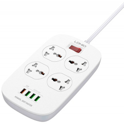 Мережевий фільтр-подовжувач Ldnio SC4407 на 4 розетки 4USB 2 м White