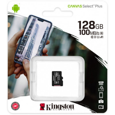 Карта пам'яті Kingston microSDXC 128Gb Canvas Select + A1 (R100/W85) (6531047)