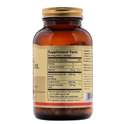 Олія примули вечірньої Solgar 500 мг Evening Primrose Oil 180 желатинових капсул (SOL01043)