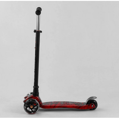 Самокат MAXI "Best Scooter" 4 колеса PU, СВІТЛО, трубка керма алюмінієва Black/Red (102018)