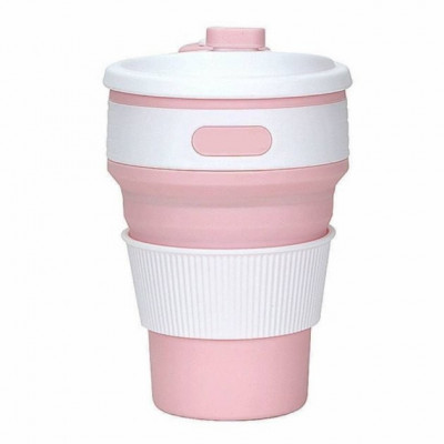 Складана склянка силіконова UKC Collapsible Coffee Cup 350 мл Рожевий