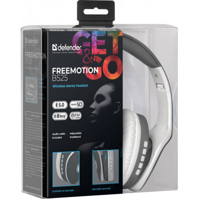 Гарнітура Defender FreeMotion B525 Gray + White, Bluetooth (63527) (6492205)