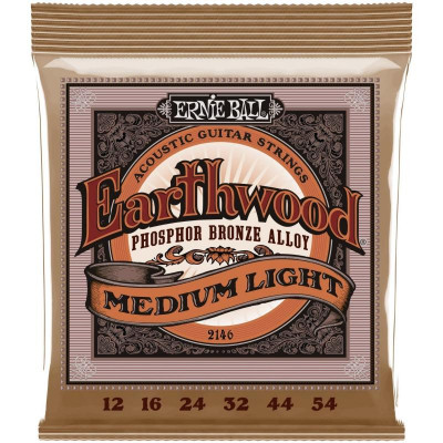 Струни для акустичної гітари 6 шт Ernie Ball 2146 Earthwood Acoustic Phosphor Bronze 12/54