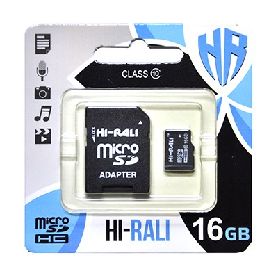 Карта пам'яті MicroSDHC 16GB UHS-I Class 10 Hi-Rali + SD-adapter (HI-16GBSD10U1-01)