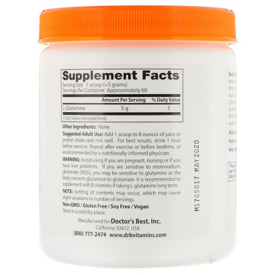 Глютамін у порошку Doctor's Best L-Glutamine Powder 300 г (DRB00491)