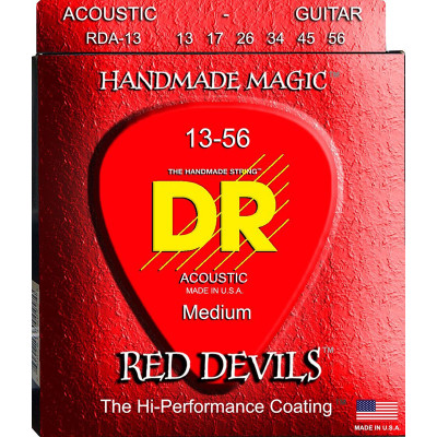 Струни для акустичної гітари 6 шт DR RDA-13 Red Devils Phosphor Bronze Acoustic Guitar Strings Medium-Heavy 13/56