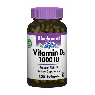 Вітамін D3 1000IU Bluebonnet Nutrition 250 желатинових капсул