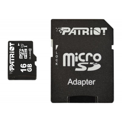 Карта пам'яті MicroSDHC 16GB UHS-I Class 10 Patriot LX + SD-adapter (PSF16GMCSDHC10)