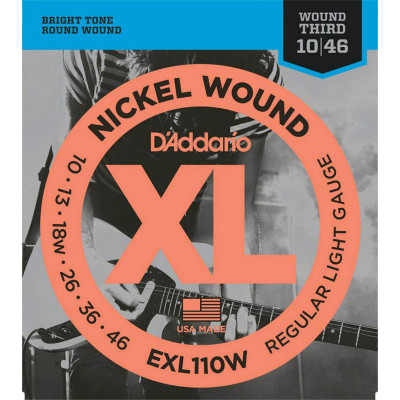 Струни для електрогітари 6 шт D'Addario EXL110W Nickel Wound Regular Light Electric Wound 3rd 10/46