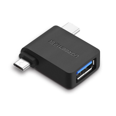 OTG адаптер 2 в 1 Ugreen Micro USB + USB-C до USB3.0 30453 Чорний (3291597)