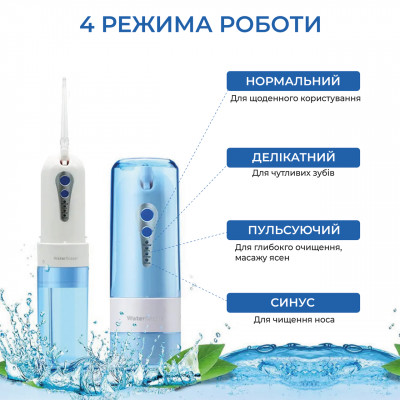 Іригатор для порожнини рота Power Floss PR40V портативний з насадками Сірий