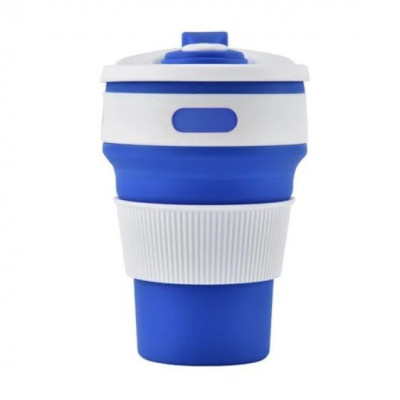 Складана склянка силіконова UKC Collapsible Coffee Cup 350 мл Синій