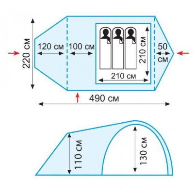 Намет туристичний Tramp Grot V2 TRT-036 з 3 входами