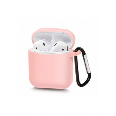 Силіконовий чохол для Airpods 1/2 ARM з карабіном захисний Barbie Pink (4652pink)