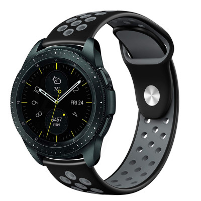 Ремінець 20 мм BeWatch для смарт-годинника Samsung Active| Active 2 | Galaxy watch 42mm Black/Gray (1010114)