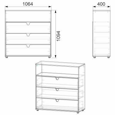 Комод МГ-7 тумба-3 Компаніт Бук (106,4х40х109,4 см)