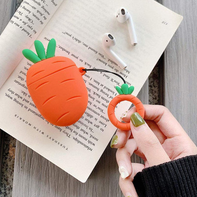 Силіконовий футляр Smile Fruits series для навушників AirPods + кільце (Carrot) 884184