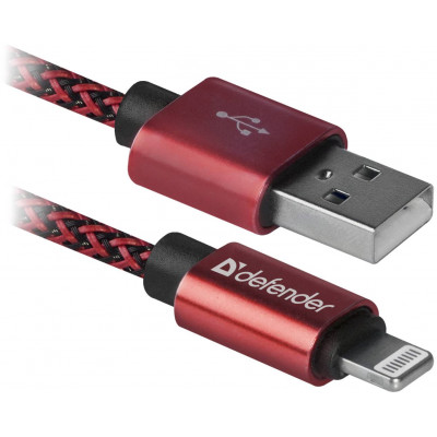 Кабель Defender ACH01-03T PRO USB2.0, AM-Lightning Red 1m (87807) (6499802)