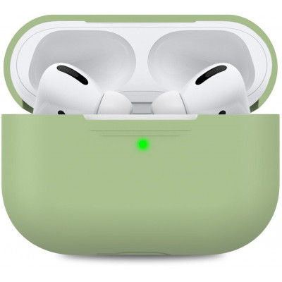 Силіконовий чохол для Airpods Pro зелений ARM із карабіном захисний Pine Green (4555green)