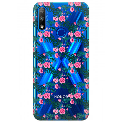 Прозорий силіконовий чохол iSwag Huawei Honor 9X з малюнком - Квіткова ліана (KS2718)