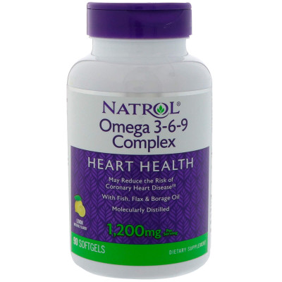 Омега 3 6 9 Omega 3-6-9 Complex Natrol з лимонним смаком 1200 мг 90 капсул (4543)