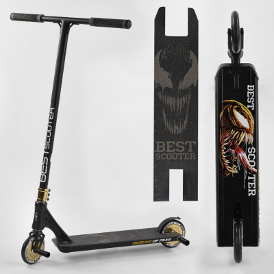 Самокат трюковий Best Scooter "SIMBIOTE" HIC-система, ПЕГІ, алюмінієвий диск та дека Black/Gold (102307)