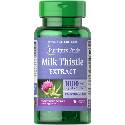 Розторопша Milk Thistle 4:1 (Silymarin) Puritan's Pride 1000 мг 90 капсул (31975)