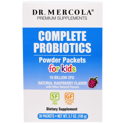 Пробіотики для дітей із смаком малини Complete Probiotics Dr. Mercola порошок 30 пакетів по 3.5 г (15741)