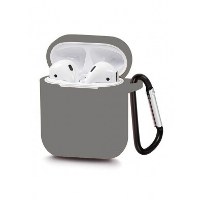 Силіконовий чохол для Airpods 1/2 ARM із карабіном захисний Gray (4652grey)