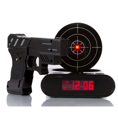 Будильник SUNROZ Gun Alarm Clock з мішенню Чорний (SUN3415)