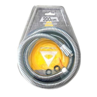 Шланг для душу TOPAZ TSH-6004-200 хром 200см посилений рухома гайка, Blister