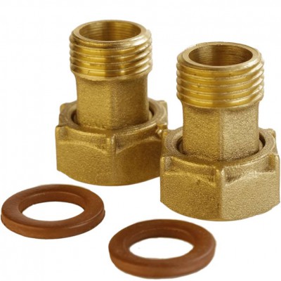 Комплект штуцерів для лічильника латунний 3/4″ВР х 1/2″ЗР з біконітовою прокладкою Б2709-1КбА Комплект штуцерів для лічильника латунний 3/4″ВР х 1/2″ЗР з біконітовою прокладкою Б2709-1КбА
