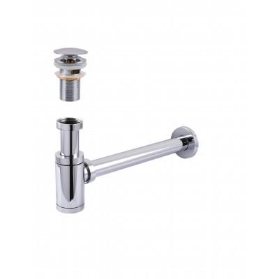 Сифон металевий з донним клапаном з переливом Globus Lux GS-32-105-03A Сифон металевий з донним клапаном з переливом Globus Lux GS-32-105-03A