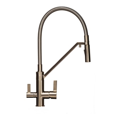 Змішувач для кухні під осмос TOPAZ SARDINIA TS 8812-H24-PVD-S гнучкий вилив-душ, нікель.D35,TAQ-M10 Змішувач для кухні під осмос TOPAZ SARDINIA TS 8812-H24-PVD-S гнучкий вилив-душ, нікель.D35,TAQ-M10